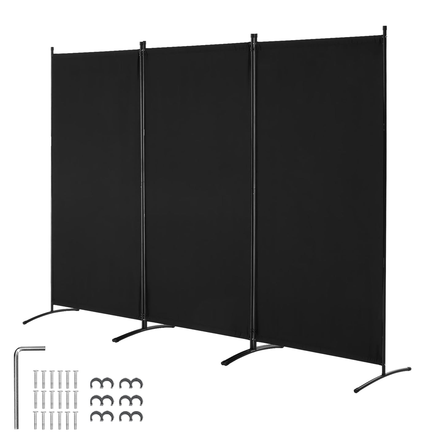 KFFKFF Space Separator, Tri-fold Privacy Barrier, Collapsible Seclusion Panel and Detachable Space Divider for Area Division, Self-standing Dividers for Workspace, Sleeping Area, Study Room, Ebony