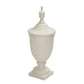 DecMode 12" x 32" White Ceramic Tall Fluted Urn Decorative Jars with Grooves and Lid, 1-Piece