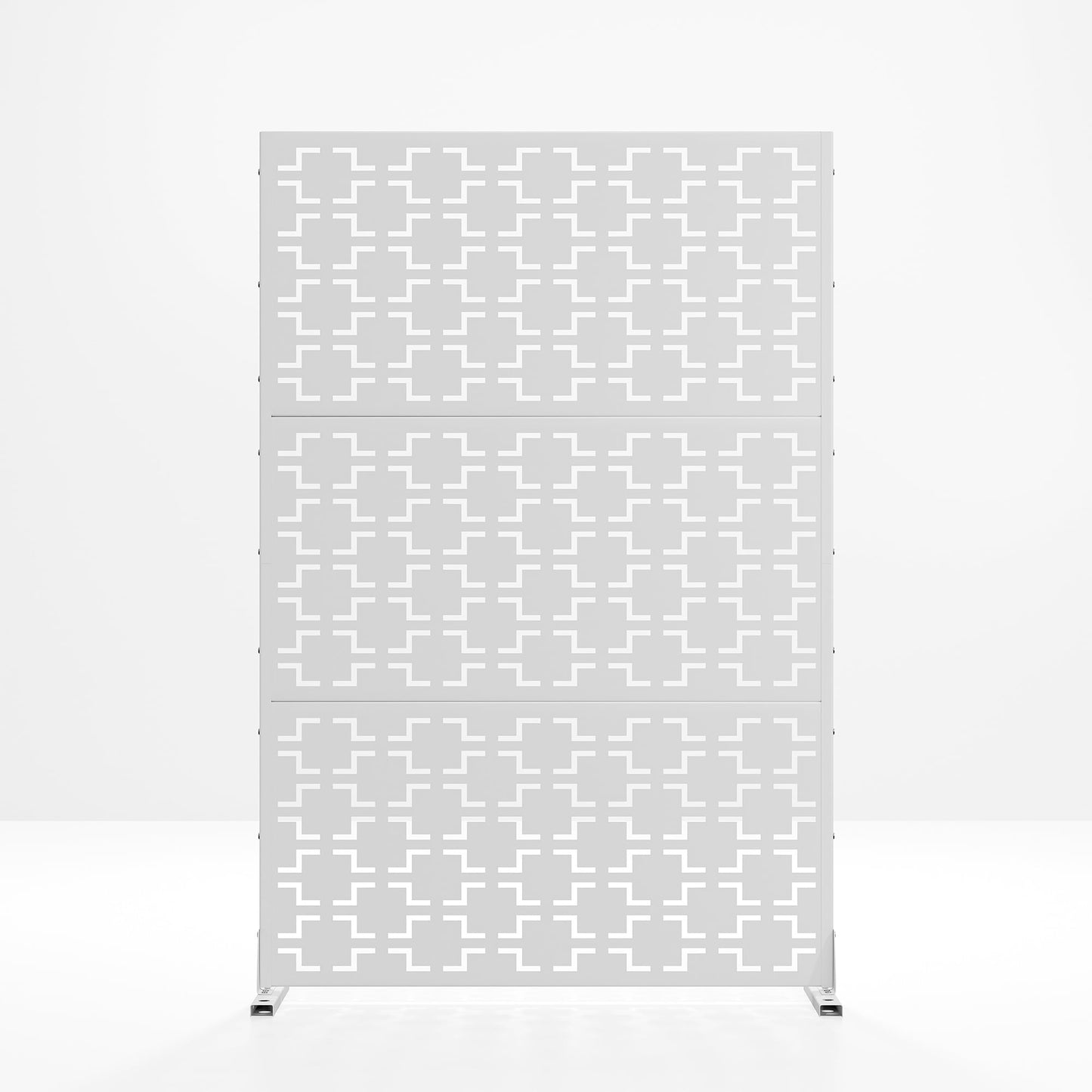MAYEERTY 72×47" Outdoor White Metal Privacy Panel Screen for Backyard & Garden, Geometric Square Pattern