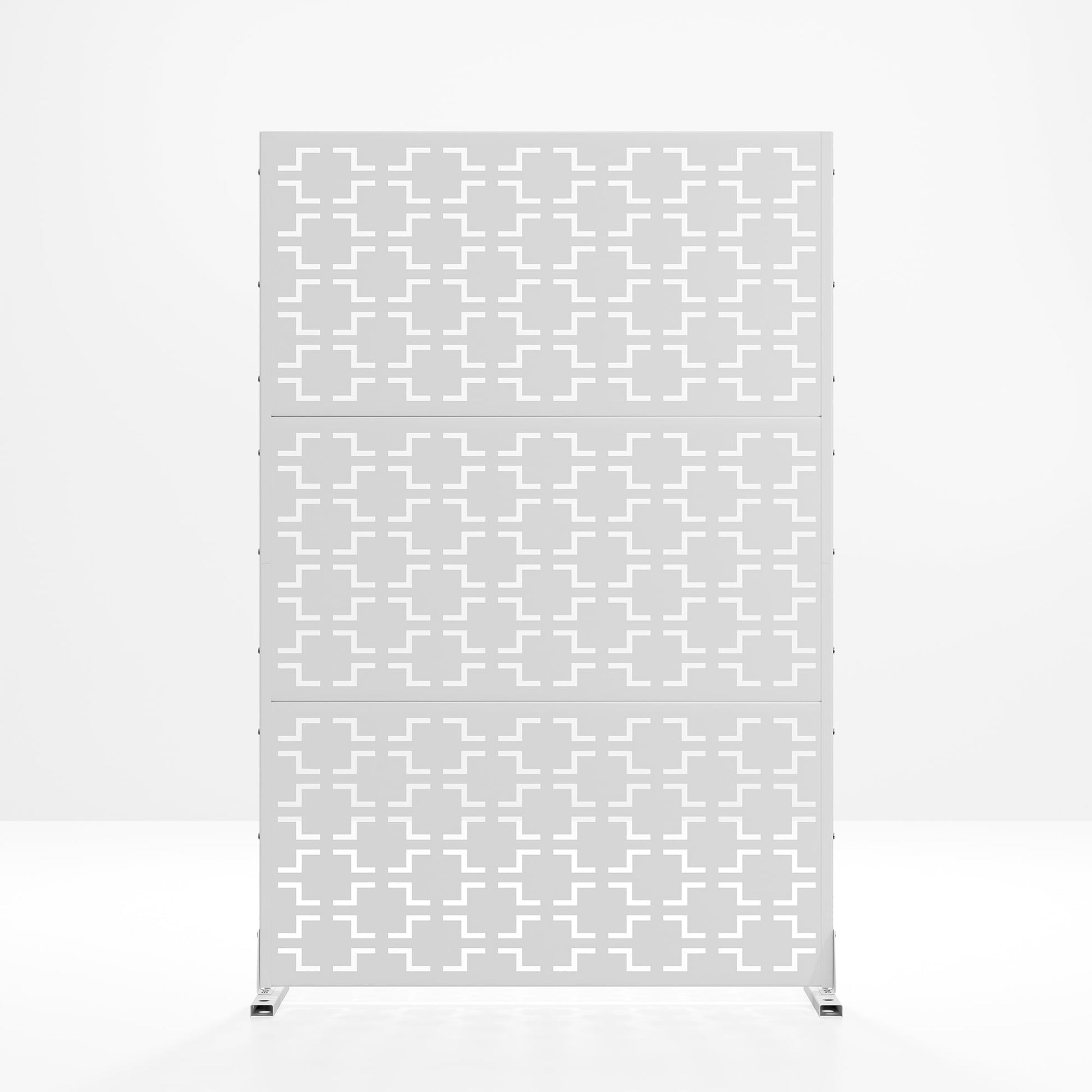 MAYEERTY 72×47" Outdoor White Metal Privacy Panel Screen for Backyard & Garden, Geometric Square Pattern
