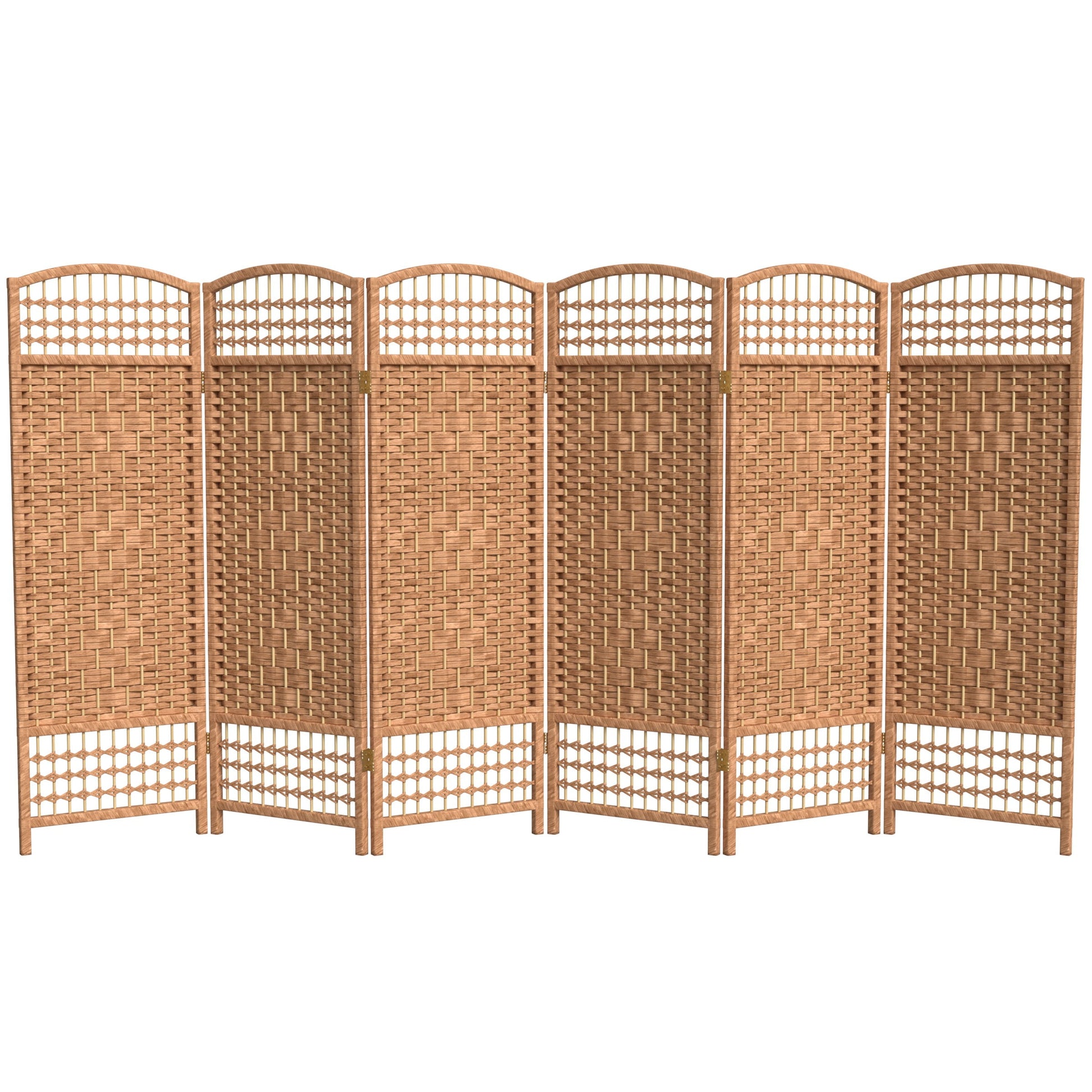 Red Lantern 4 ft. Short Fiber Weave Folding Screen - Natural - 6 Panels