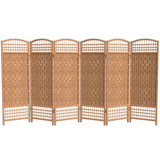 Red Lantern 4 ft. Short Fiber Weave Folding Screen - Natural - 6 Panels