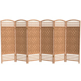 Red Lantern 4 ft. Short Fiber Weave Folding Screen - Natural - 6 Panels
