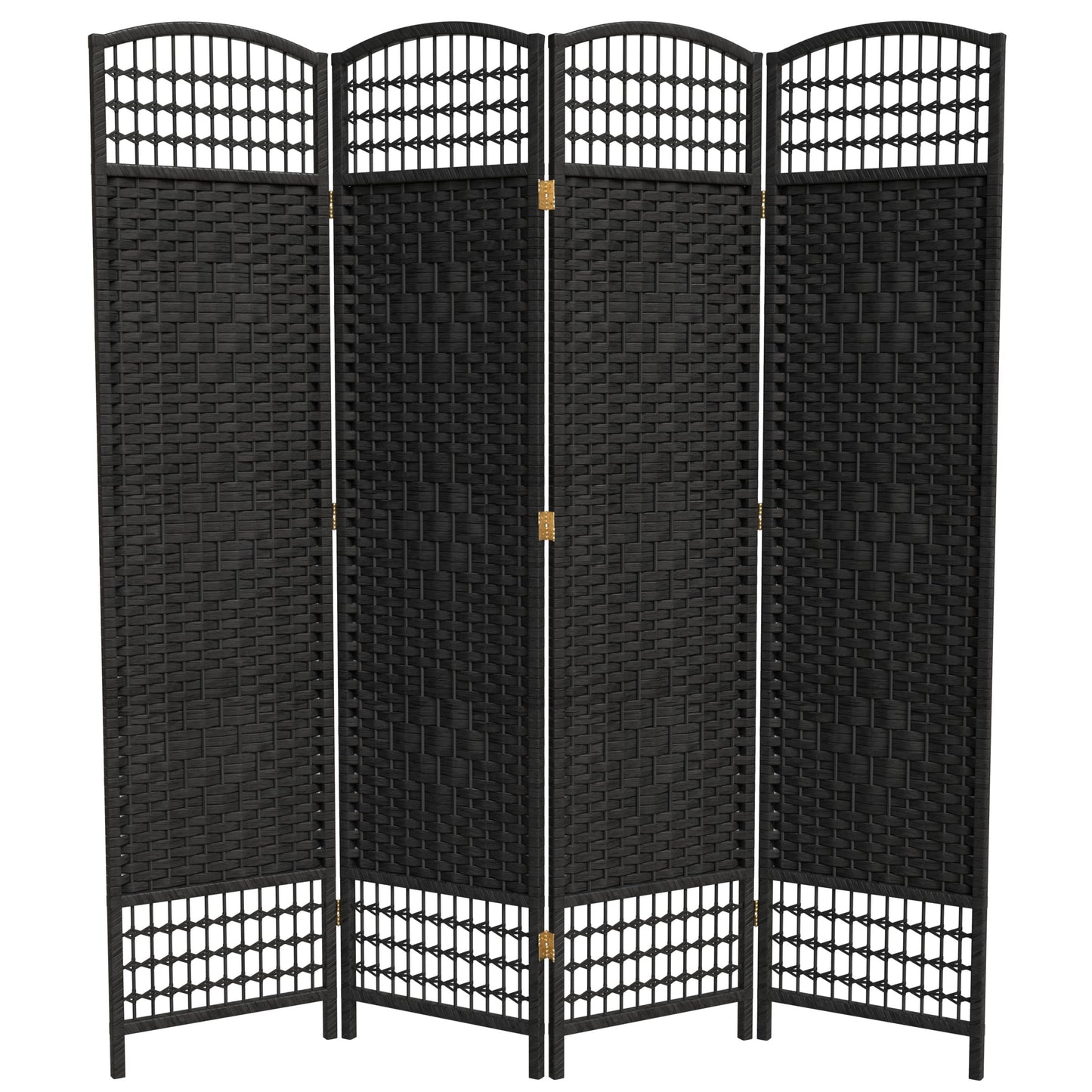 Red Lantern 4 ft. Short Fiber Weave Folding Screen - Natural - 6 Panels