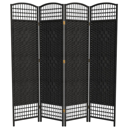 Red Lantern 4 ft. Short Fiber Weave Folding Screen - Natural - 6 Panels