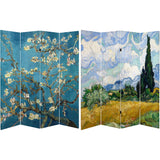 Red Lantern 6 ft. Tall Van Gogh Canvas Folding Screen - Almond Blossoms/Wheat Field