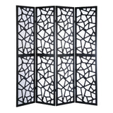 Roundhill Furniture Giyano Rice Paper/Wood 4-Panel Screen Room Divider in Black