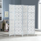 Roundhill Furniture Quarterfoil infused Diamond 4-Panel Room Divider in Silver